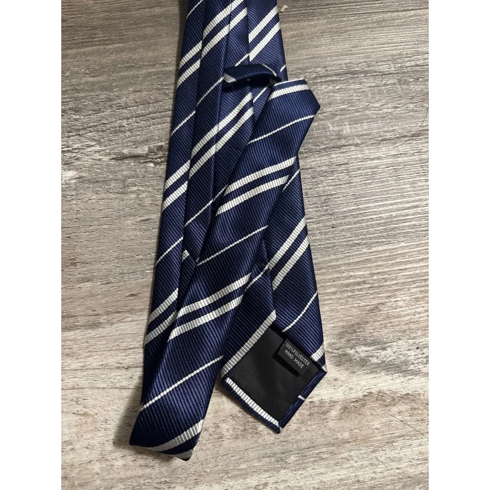 Harry Potter Ravenclaw House Tie Navy Blue Silver Striped Crest Cosplay Mens